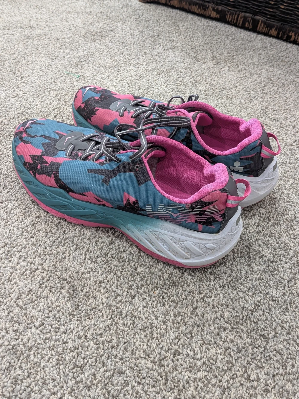 Hoka One One Ironman Clayton 2 Women's 10 Running Athletic Shoes Teal Pink